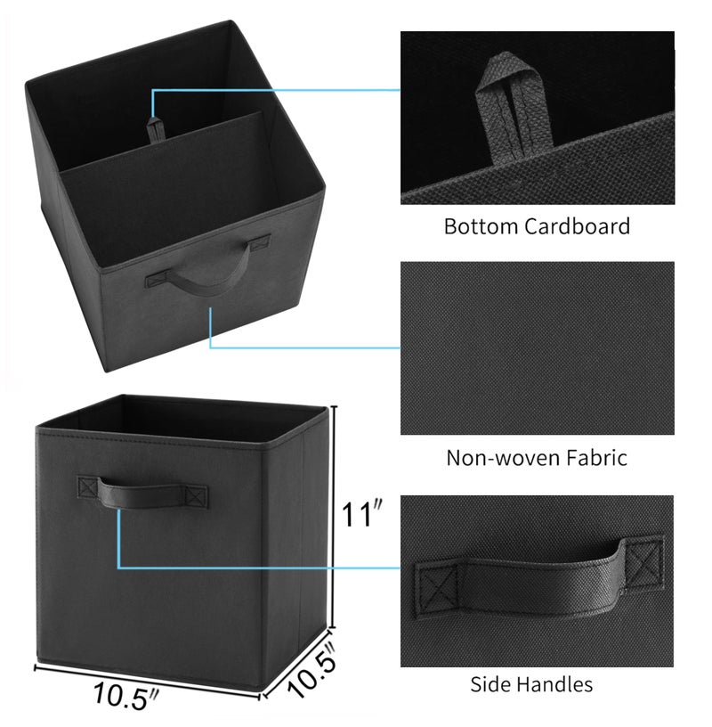 MAX Houser Fabric Cloth Storage Bins,Foldable Storage Cubes Organizer Baskets with Dual Handles for Home Bedroom Storage,Set of 6(Black) - Image 3